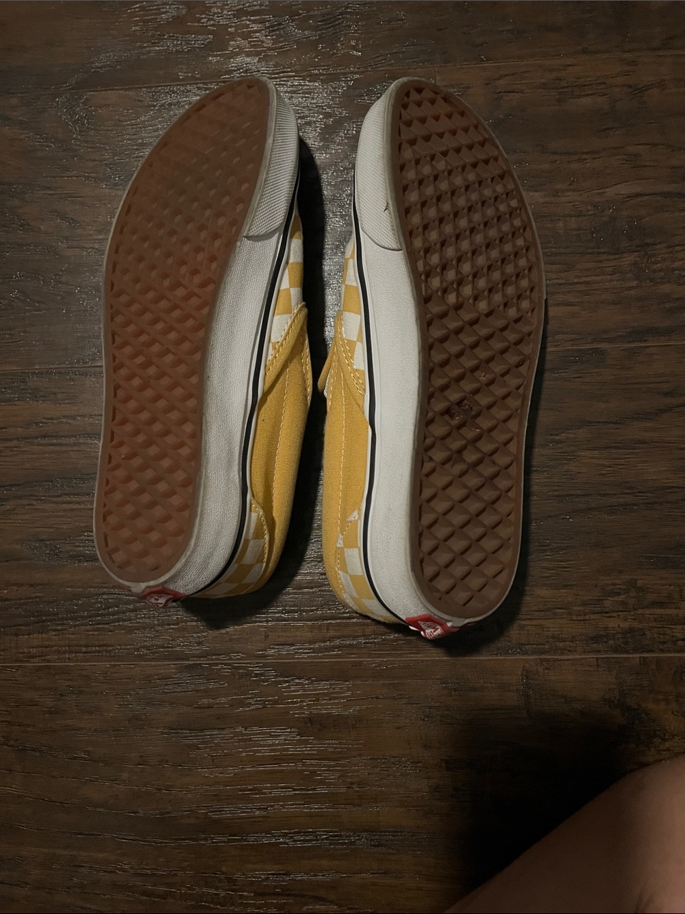 Vans Checkerboard Slip-On Sneakers in Mustard Yellow and White - Picture 4 of 5